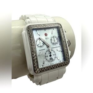 Authentic Michele Deco Ceramic Diamond Chronograph Watch - MWW06F000002